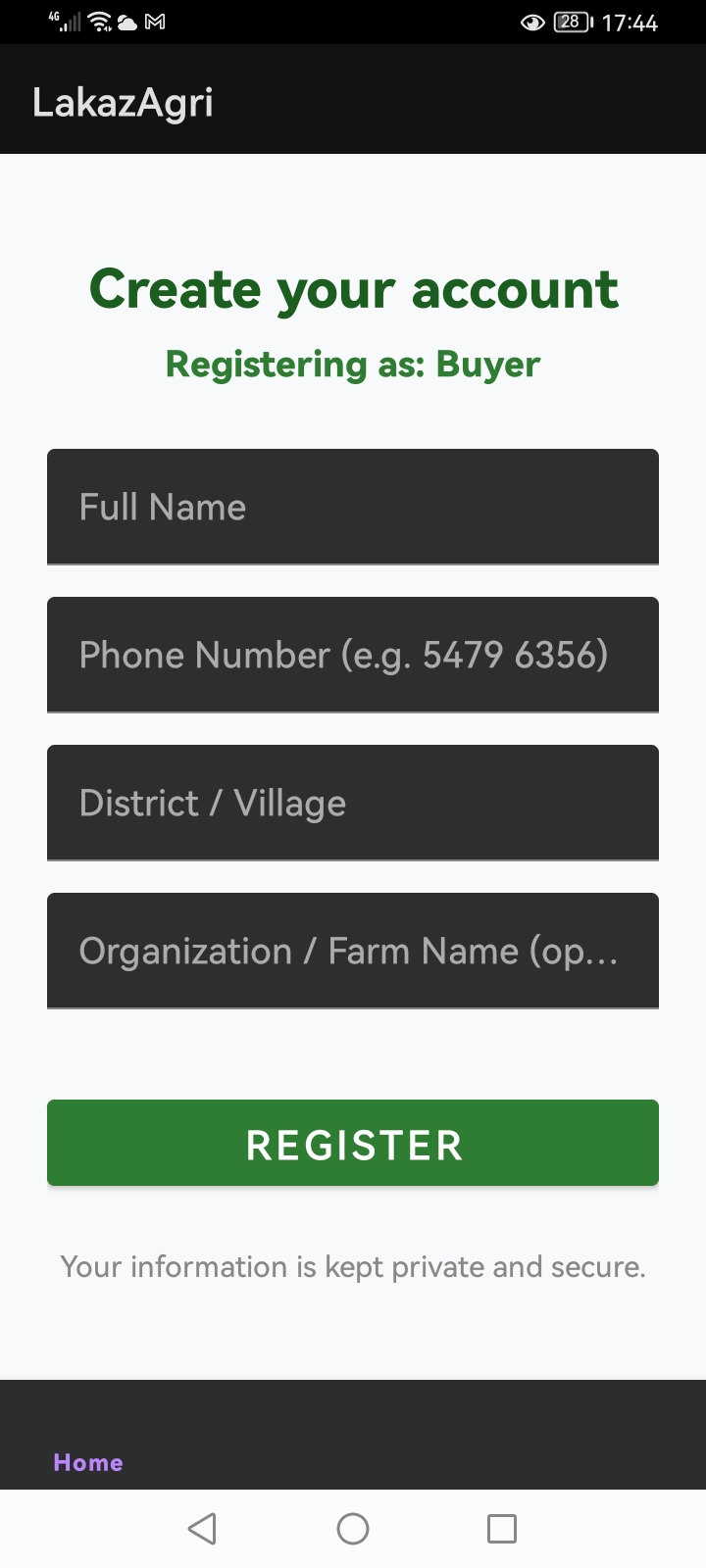Buyer registration form