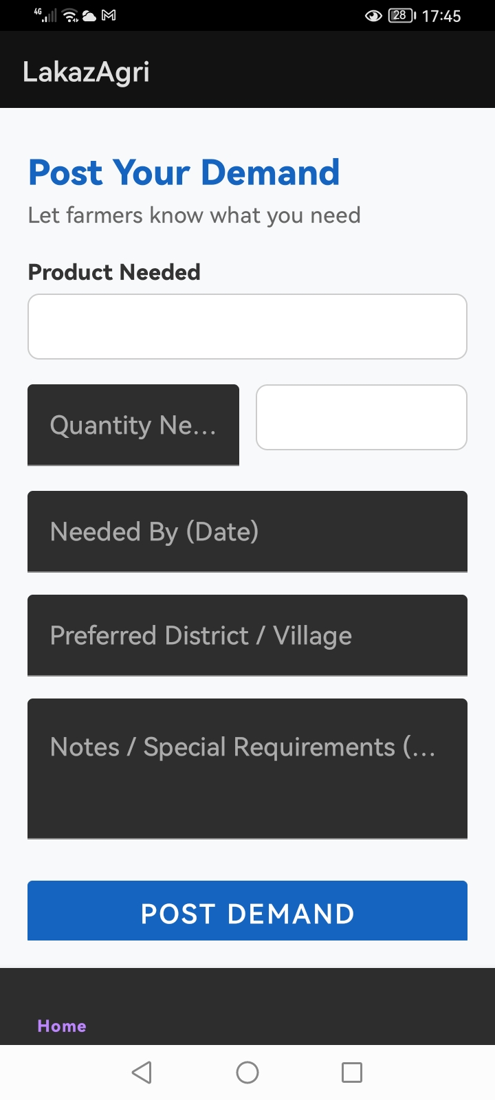 Buyer post demand form
